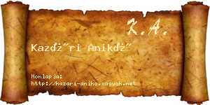 Kazári Anikó névjegykártya